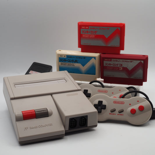 Used Nintendo New Famicom Console System HVC-101 + Donkey Kong Trilogy Games SET