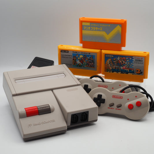 Used Nintendo New Famicom Console System HVC-101 + Mario Trilogy Games SET