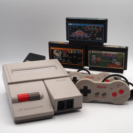 Used Nintendo New Famicom Console System HVC-101 + Namco Arcade Mix Games SET