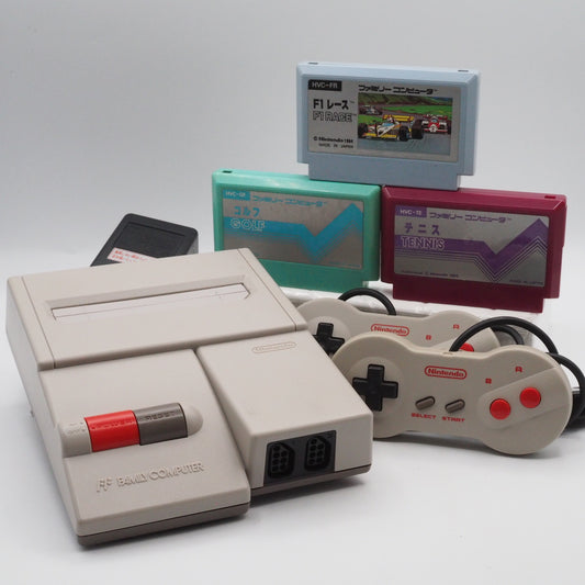 Used Nintendo New Famicom Console System HVC-101 + Sports Classics Games SET
