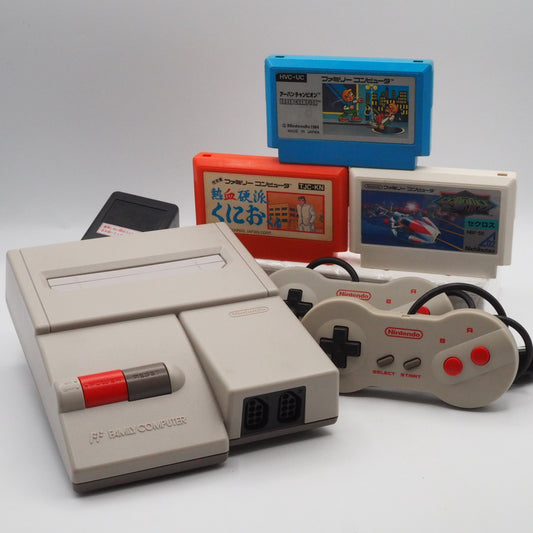 Used Nintendo New Famicom Console System HVC-101 + Street Action Mix Games SET