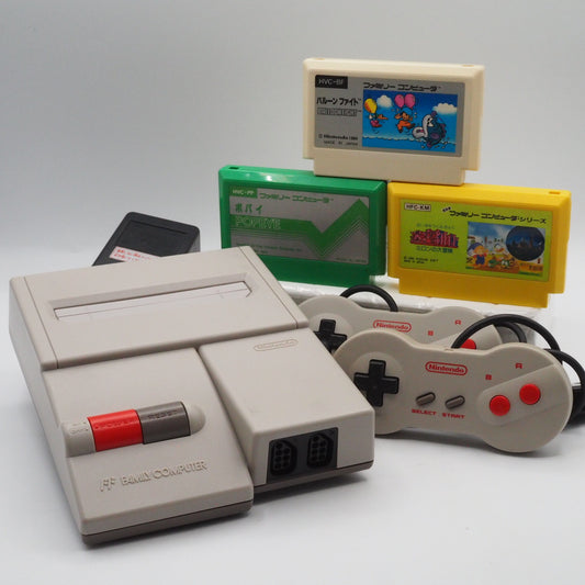 Used Nintendo New Famicom Console System HVC-101 + Cute Action Mix Games SET
