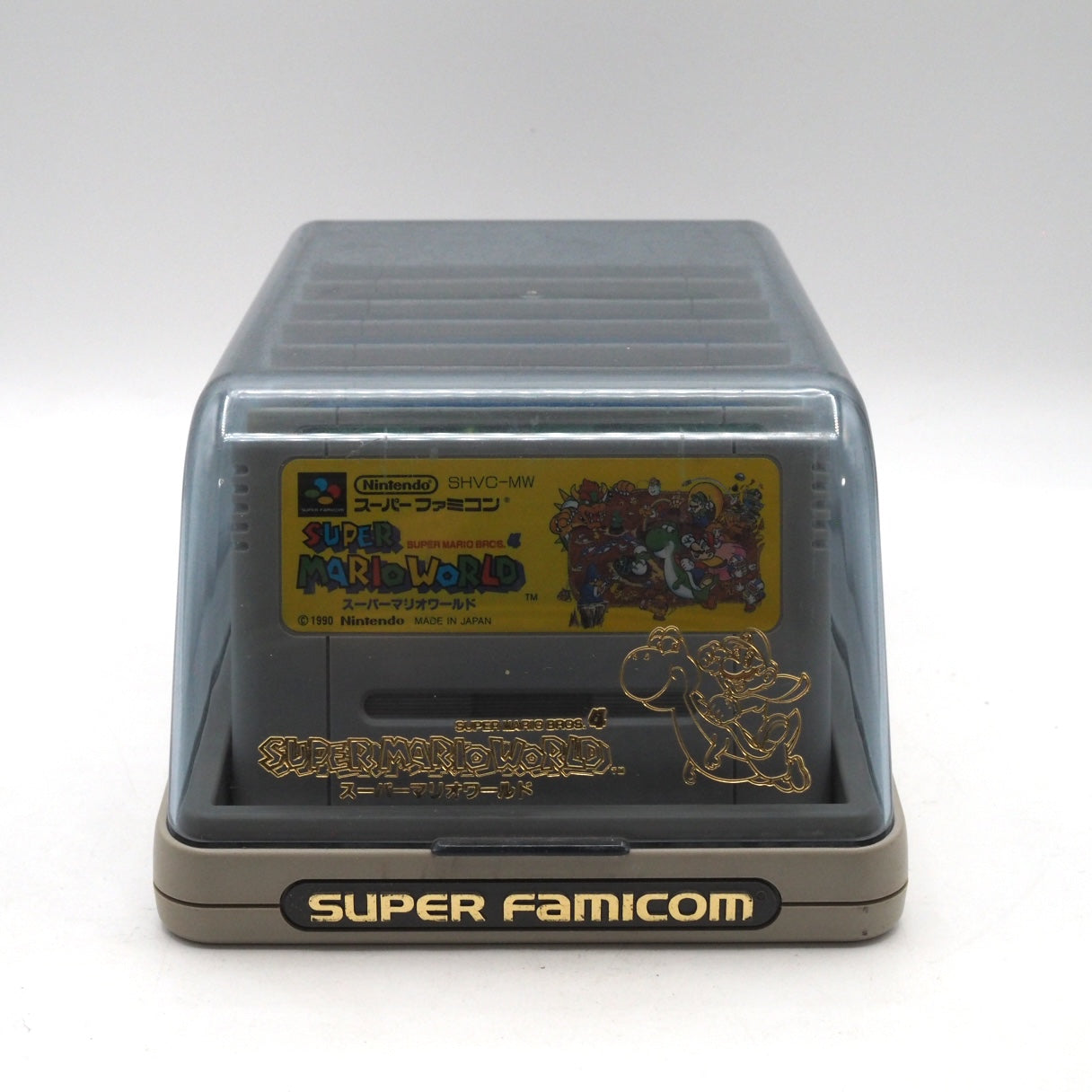 Used Super Famicom CARTRIDGE CASE Super Mario World Ver 8 Storage - Tested & Working