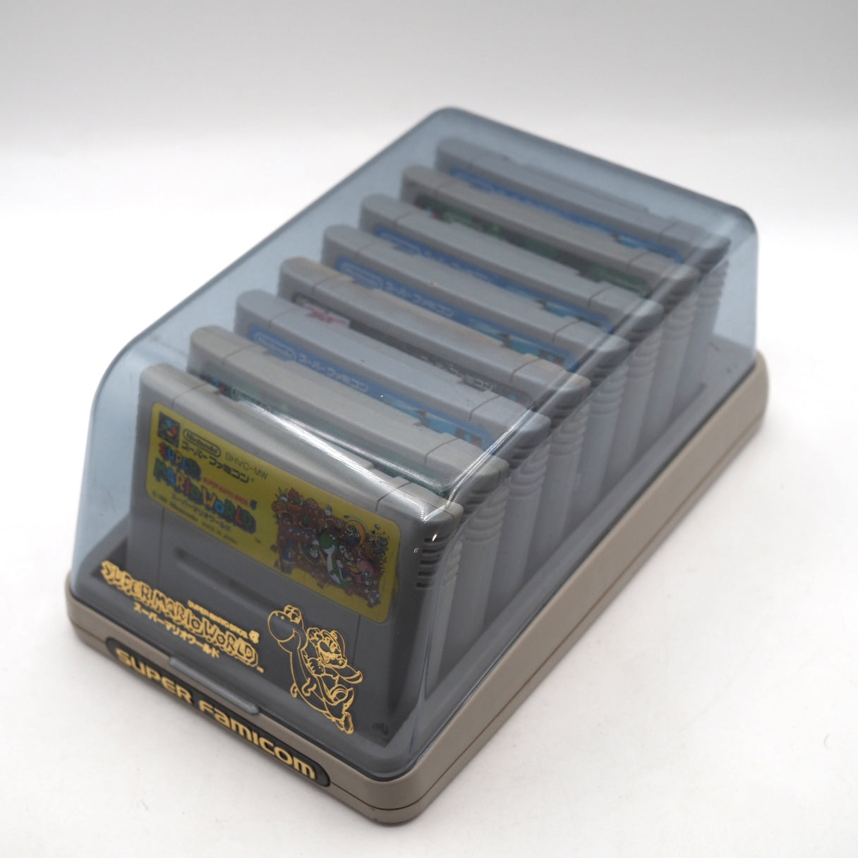 Used Super Famicom CARTRIDGE CASE Super Mario World Ver 8 Storage - Tested & Working