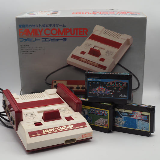 Used Nintendo Famicom Console System Boxed HVC-001 + Space Shooter Essentials Games SET