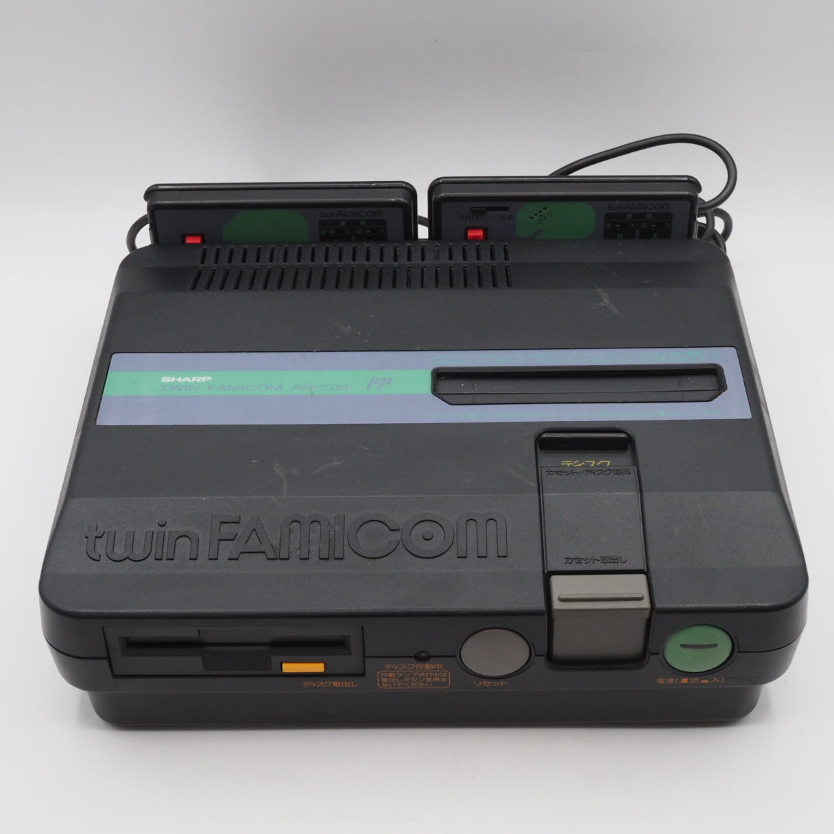 Used Sharp Twin Famicom Black Console AN505BK New Rubber Belt replaced - Tested & Working