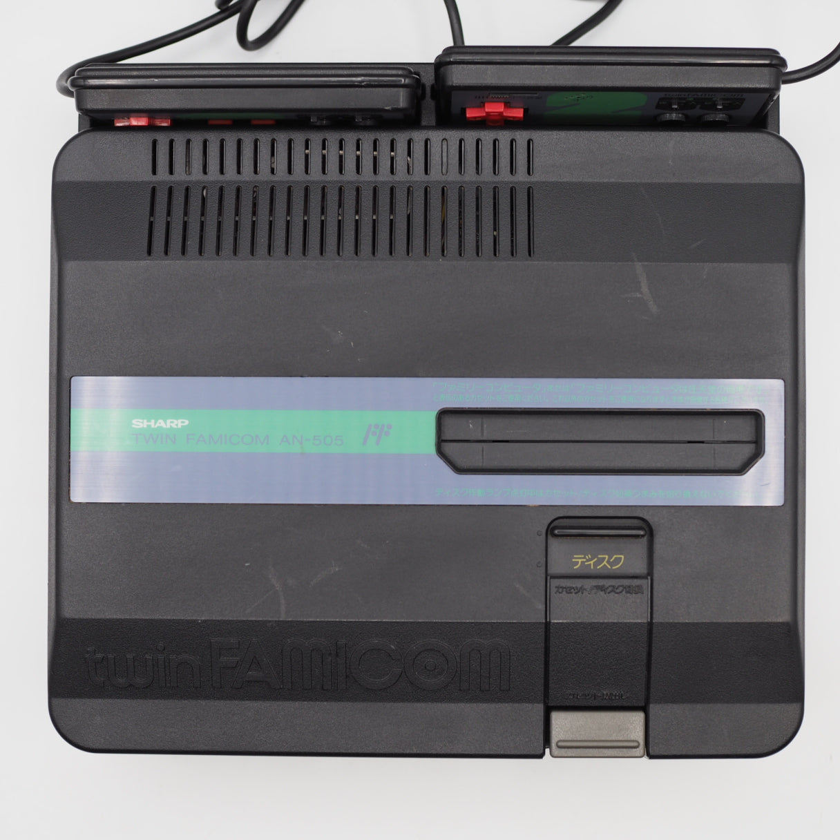 Used Sharp Twin Famicom Black Console AN505BK New Rubber Belt replaced - Tested & Working