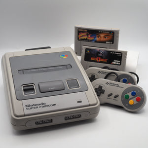 Used Nintendo Super Famicom Console w/ Street Fighter II Turbo & Mortal Kombat II (Lot)