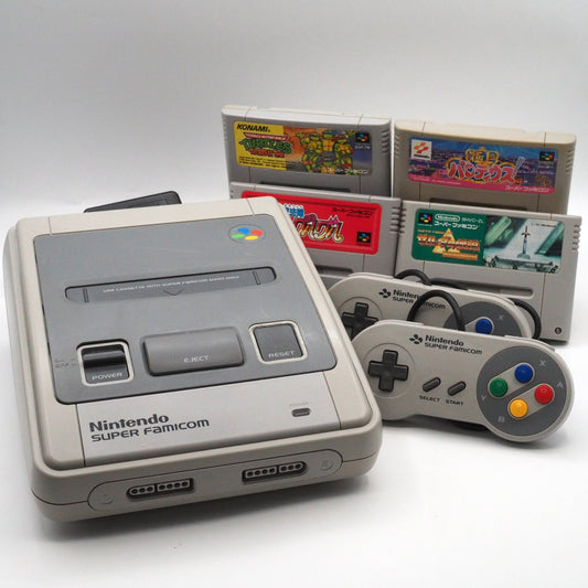 Used Nintendo Super Famicom Console w/ 4-Game Variety Pack of Classic Titles Lot