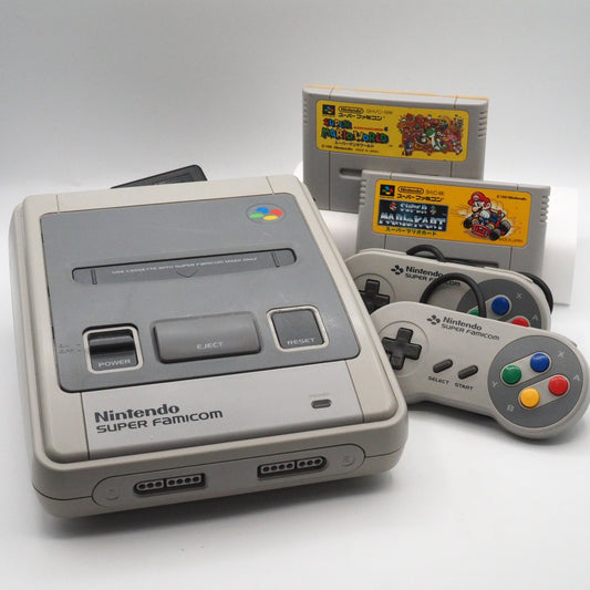 Used Nintendo Super Famicom Console system Super Mario World & Super Mario Kart 2-Game Bundle