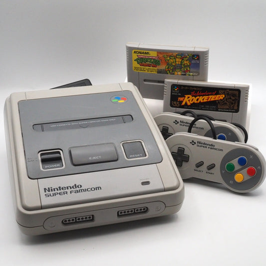 Used Nintendo Super Famicom Console System Teenage Mutant Ninja Turtles: Turtles in Time & The Rocketeer 2-Game Set