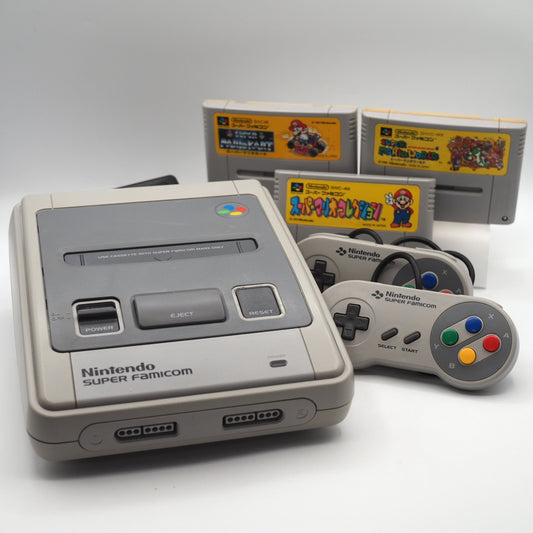 Used Nintendo Super Famicom Console Super Mario All-Stars, Kart & World 3-Game Bundle