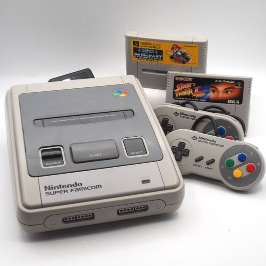 Used Nintendo Super Famicom Console Street Fighter II Turbo & Super Mario Kart Bundle