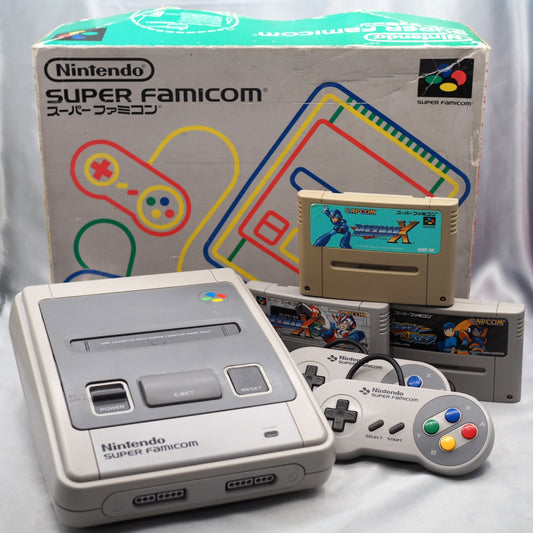 Used Nintendo Super Famicom Console system Boxed Rockman X, X3 & Rockman & Forte Lot (Mega Man X Series) Bundle