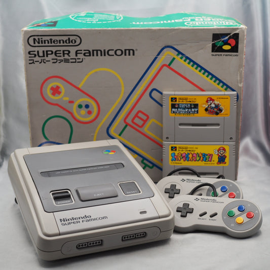Used Nintendo Super Famicom Console system Boxed w/ Super Mario Kart, Super Mario Collection Lot