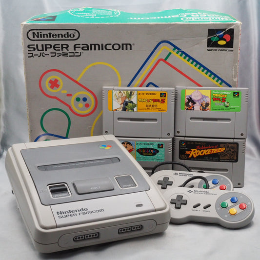 Used Nintendo Super Famicom Console Boxed Anime & Movie Tie-In 4-Game Bundle