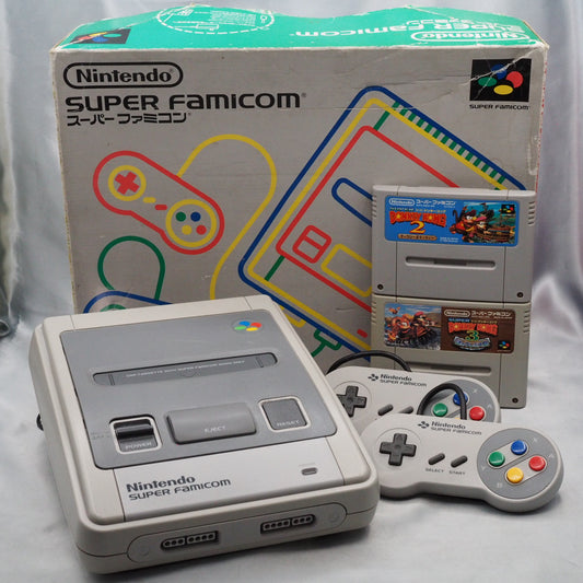 Used Nintendo Super Famicom Console System Boxed Donkey Kong 2 & Donkey Kong 3 2-Game Set