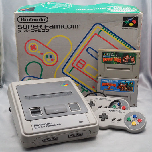 Used Nintendo Super Famicom Console System Boxed Donkey Kong & Donkey Kong 2 2-Game Set