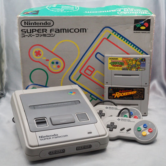 Used Nintendo Super Famicom Console Boxed System Teenage Mutant Ninja Turtles: Turtles in Time & The Rocketeer 2-Game Set