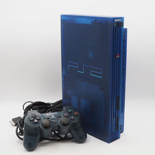 Used PS2 Console system SCPH-37000 OCEAN BLUE [NTSC-J] - Tested & Working