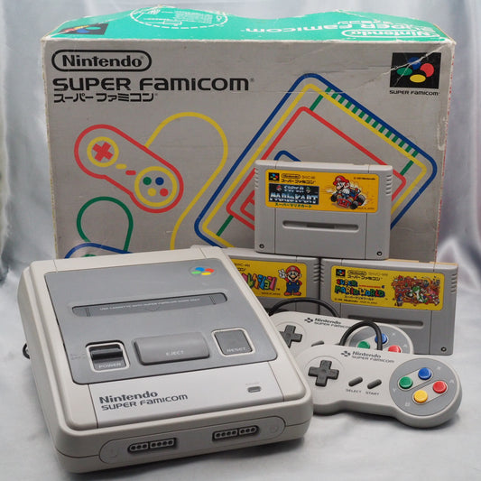 Used Nintendo Super Famicom Console Boxed Super Mario All-Stars, Kart & World 3-Game Bundle