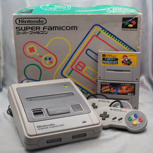 Used Nintendo Super Famicom Console Boxed Street Fighter II Turbo & Super Mario Kart Bundle