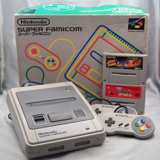 Used Nintendo Super Famicom Console Boxed Magical Circle Guru Guru & Street Fighter II Turbo Bundle