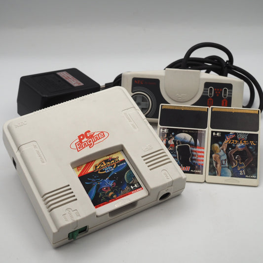 NEC PC Engine PI-TG001 Console w/ Galaga ’88, Super Volleyball & USA Basketball Bundle Used
