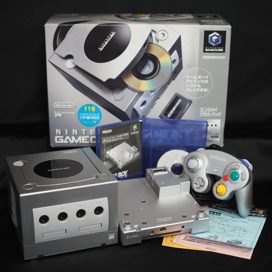 Used Nintendo GameCube Console System Silver + Game Boy Player Enjoy Plus Pack Boxed - Tested & Working