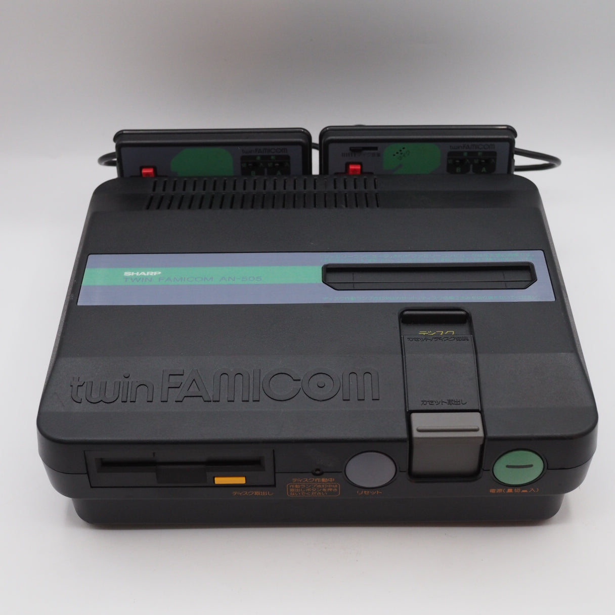 Used Sharp Twin Famicom Black Console AN505BK New Rubber Belt replaced - Tested & Working