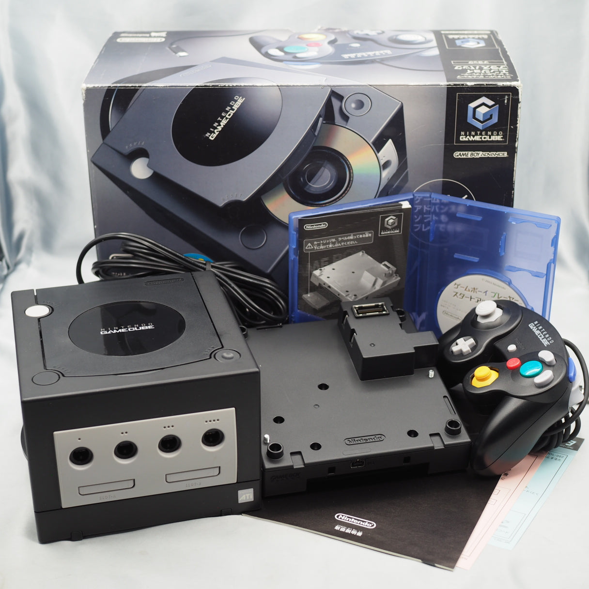 Nintendo GameCube Console System Black + Game Boy Player Enjoy Plus Pack Boxed - Tested & Working