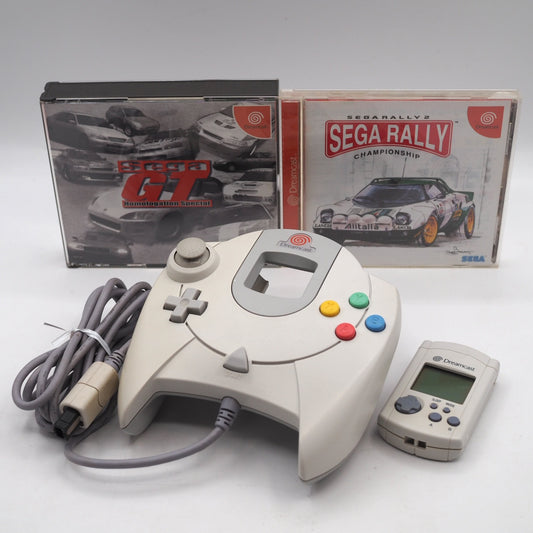 Used SEGA Dreamcast Controller HKT-7700 + Sega GT Homologation Special + Sega Rally Bundle - Tested & Working
