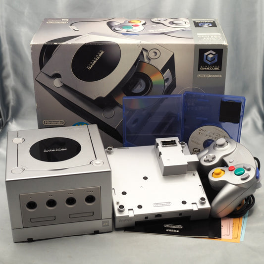 Used Nintendo GameCube Console System Silver + Game Boy Player Enjoy Plus Pack Boxed - Tested & Working