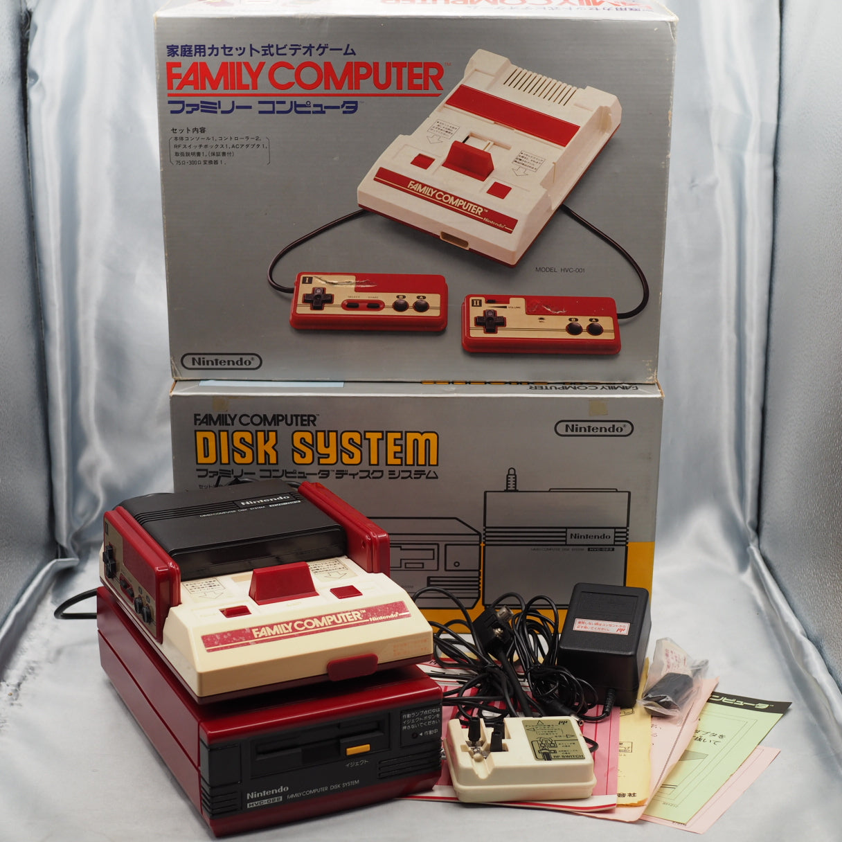 Used Nintendo Famicom & Disk System Console system SET Boxed [New Rubber Belt Replaced] - Tested & Working