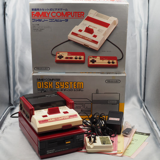 Used Nintendo Famicom & Disk System Console system SET Boxed [New Rubber Belt Replaced] - Tested & Working