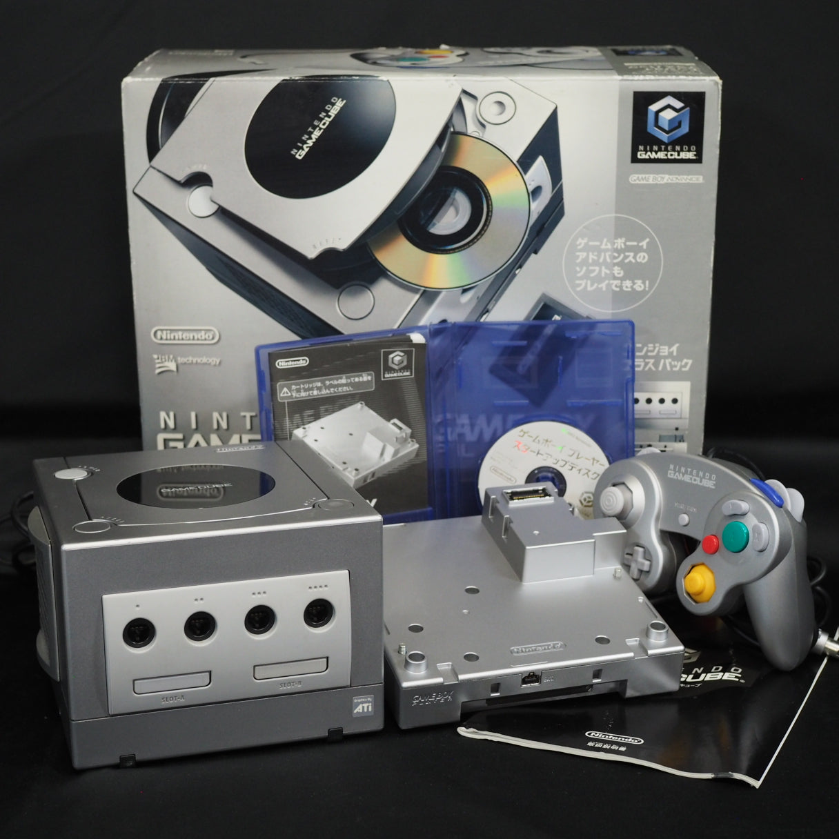Used Nintendo GameCube Console System Silver + Game Boy Player Enjoy Plus Pack Boxed - Tested & Working