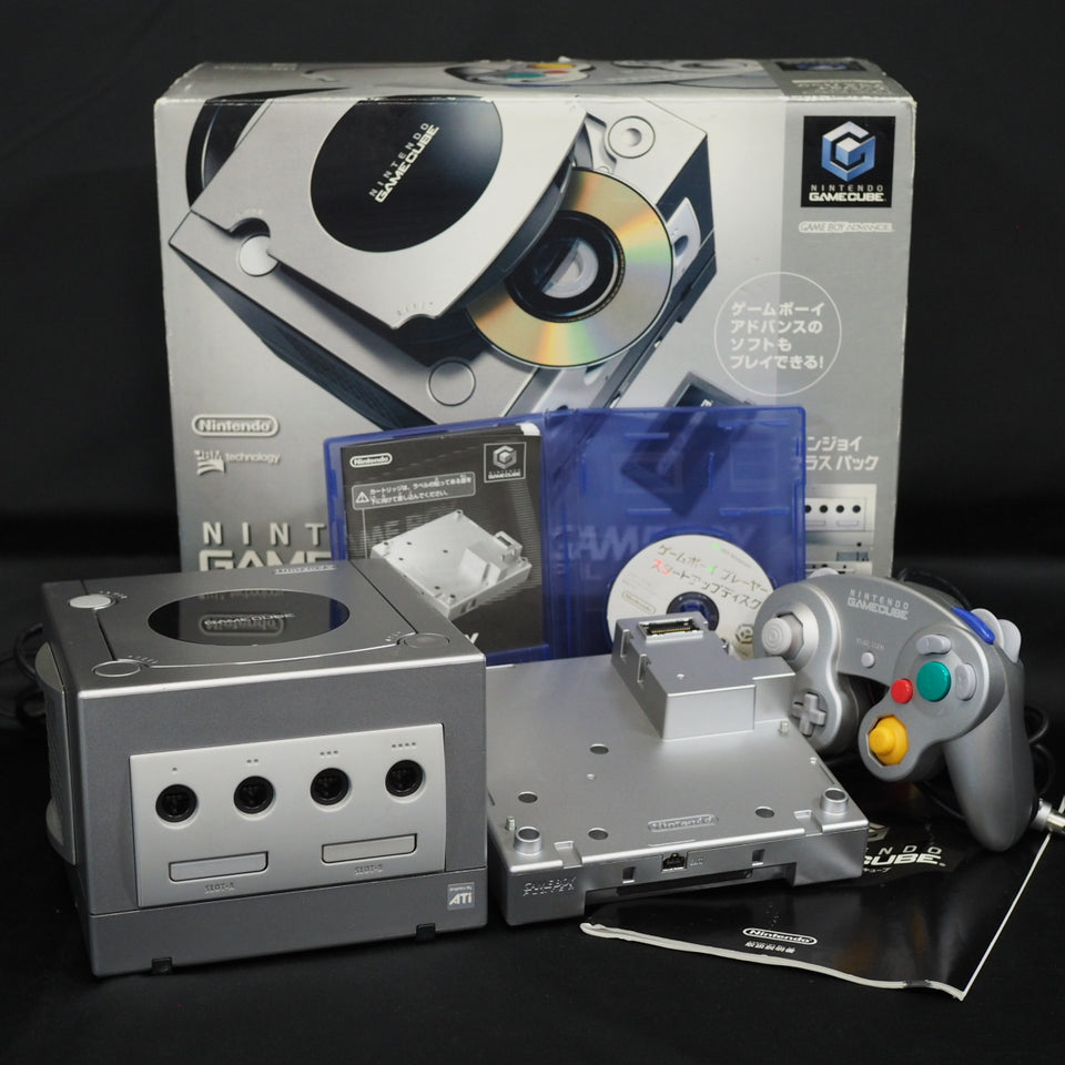 Used Nintendo GameCube Console System Silver + Game Boy Player Enjoy Plus Pack Boxed - Tested & Working