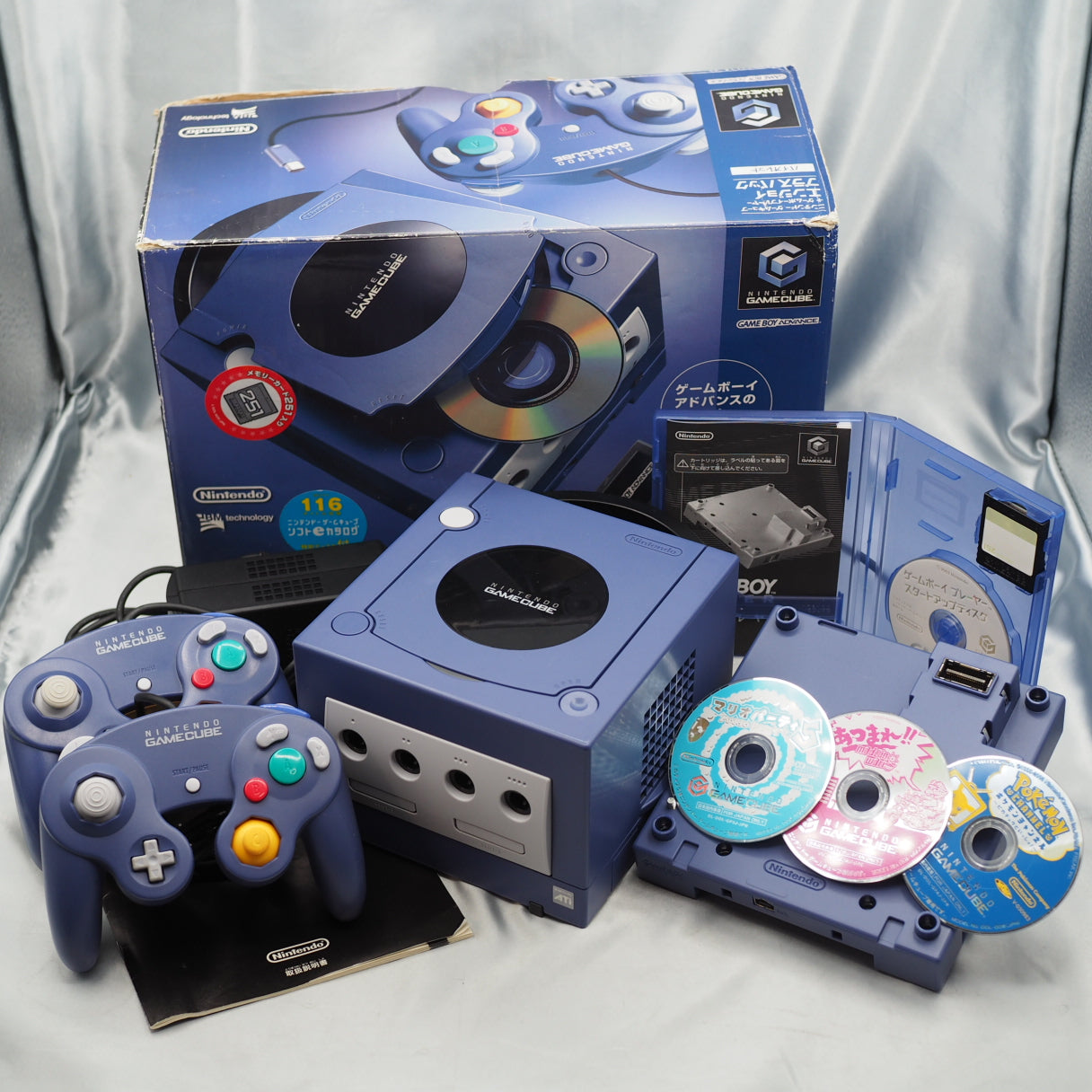 Nintendo GameCube Console System Blue + Game Boy Player Enjoy Plus Pack Boxed [NTSC-J] [NTSC-U/C]