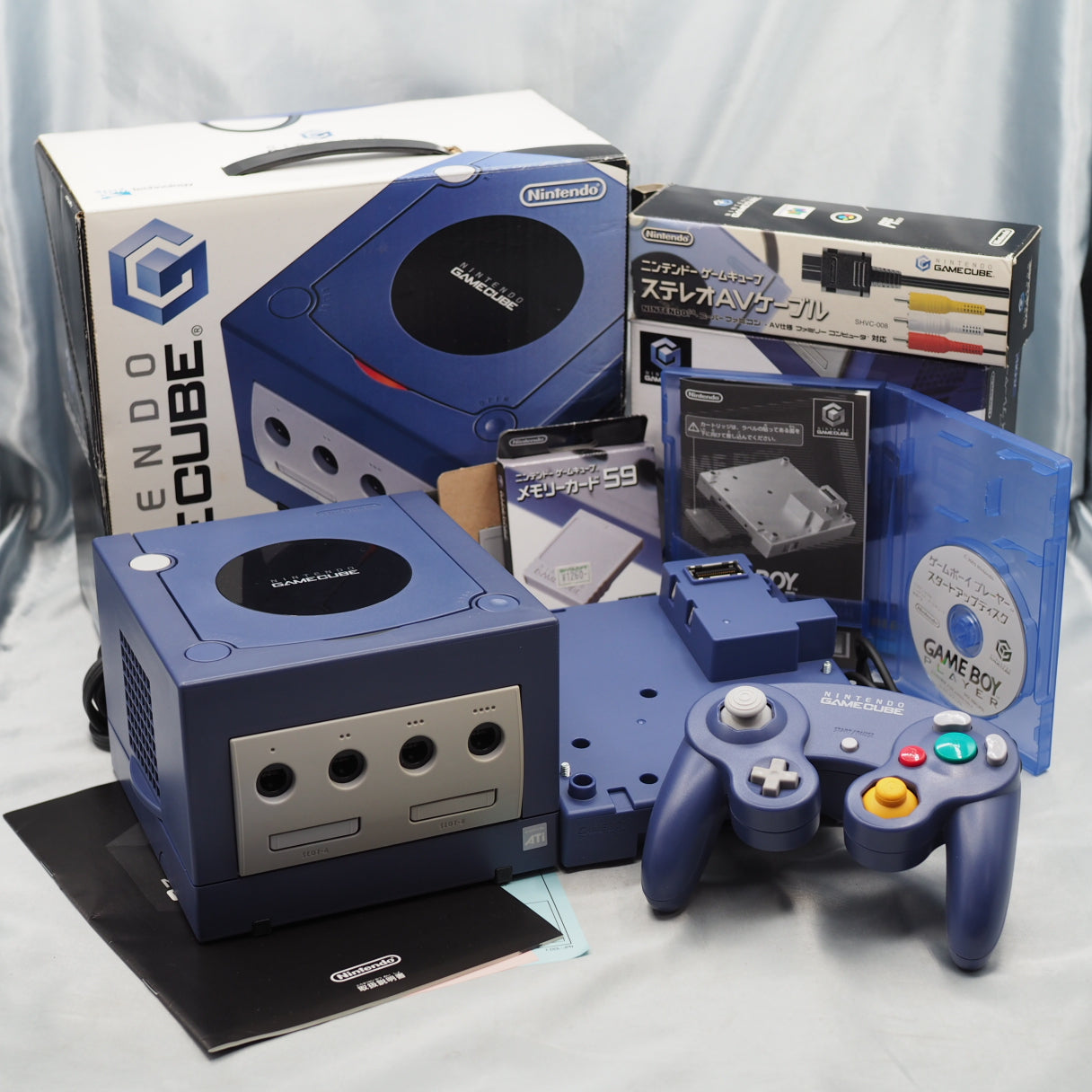 Nintendo GameCube Console System Violet Boxed + Game Boy Player W/Memory Card [NTSC-J] [NTSC-U/C] [Modified]