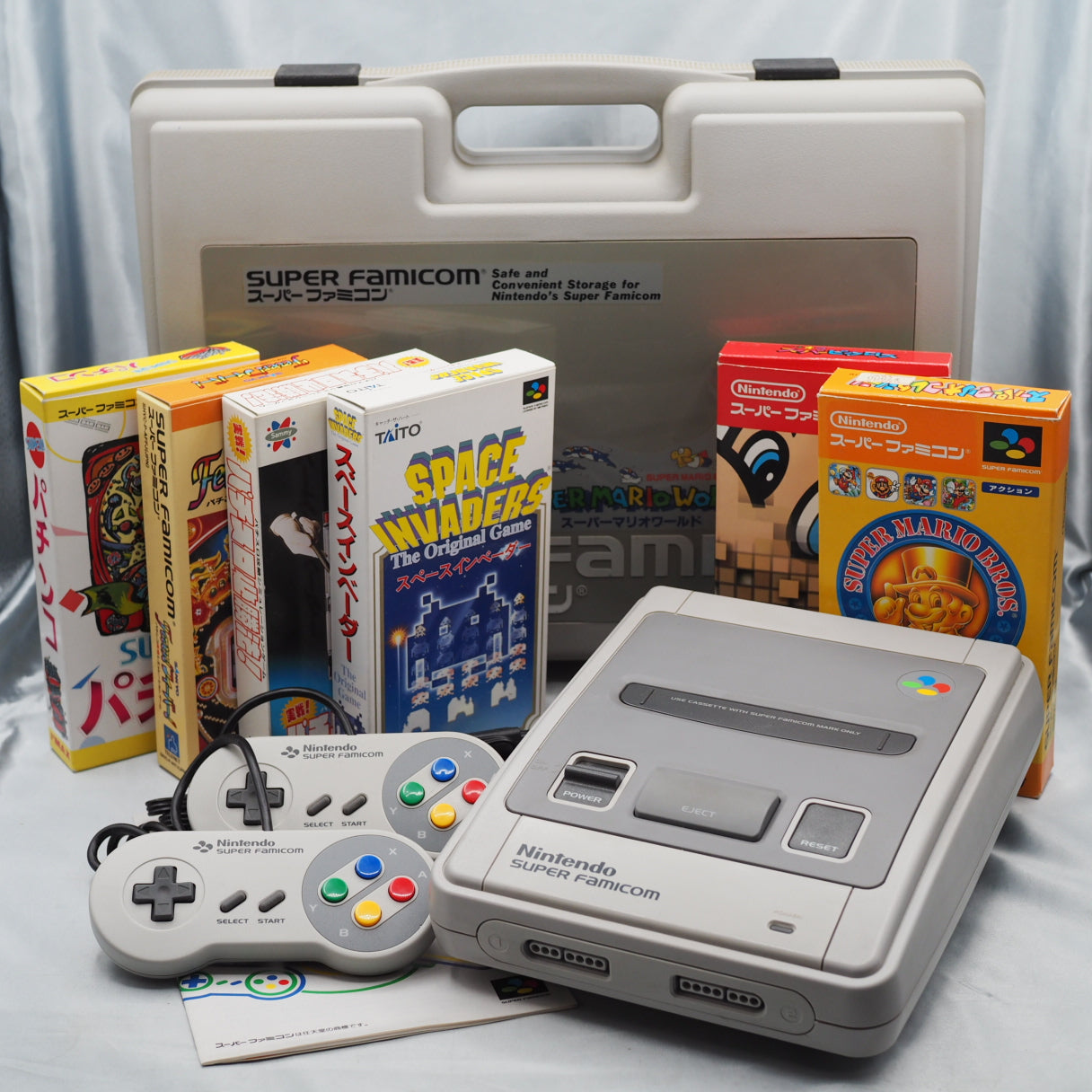 Nintendo Super Famicom Console system + Carrying Case + 6 Games SET