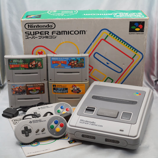 Nintendo Super Famicom Console system Boxed + 4 Games SET