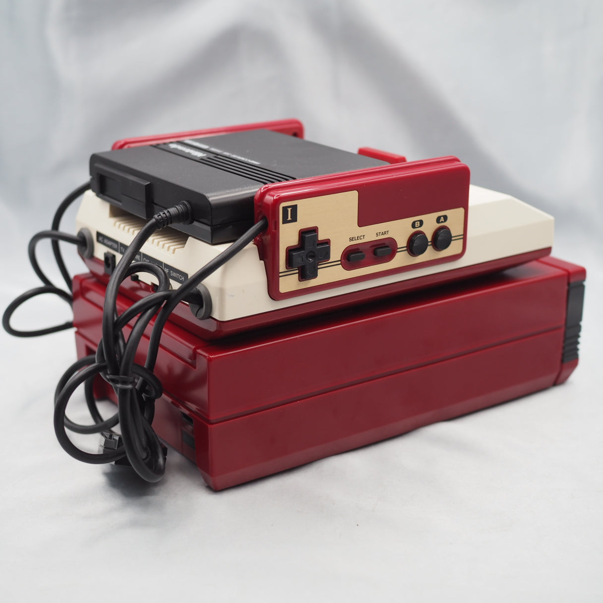 Famicom & Disk System Console W/5 Games SET [New Rubber Belt Replaced]