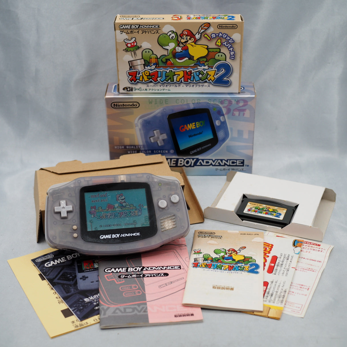 Nintendo Game Boy Advance Boxed [Milky Blue] + Super Mario Advance 2
