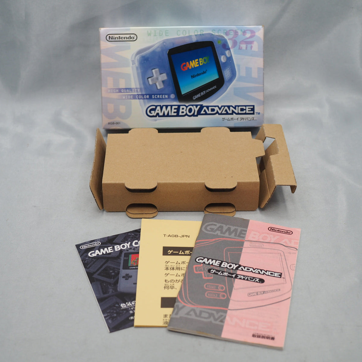 Nintendo Game Boy Advance Console Milky Blue Boxed AGB-001 Tested Working Japan