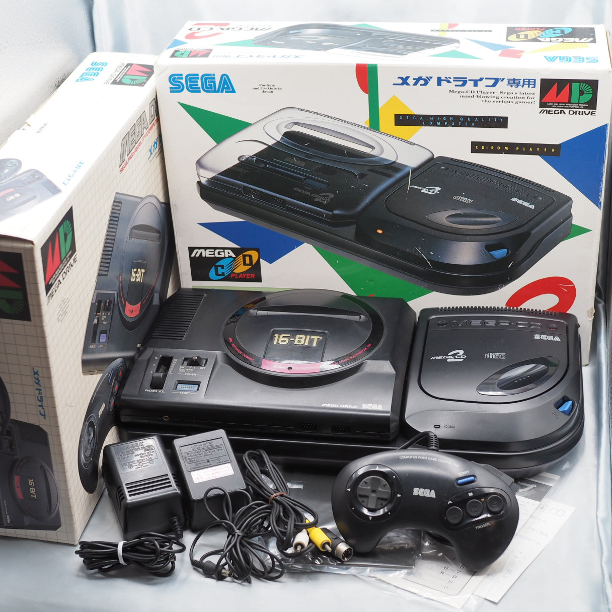 Used Mega Drive + Mega CD 2 Console system SET Boxed - Tested & Working