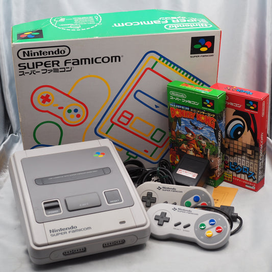 Nintendo Super Famicom Console system Boxed + 2 Games SET