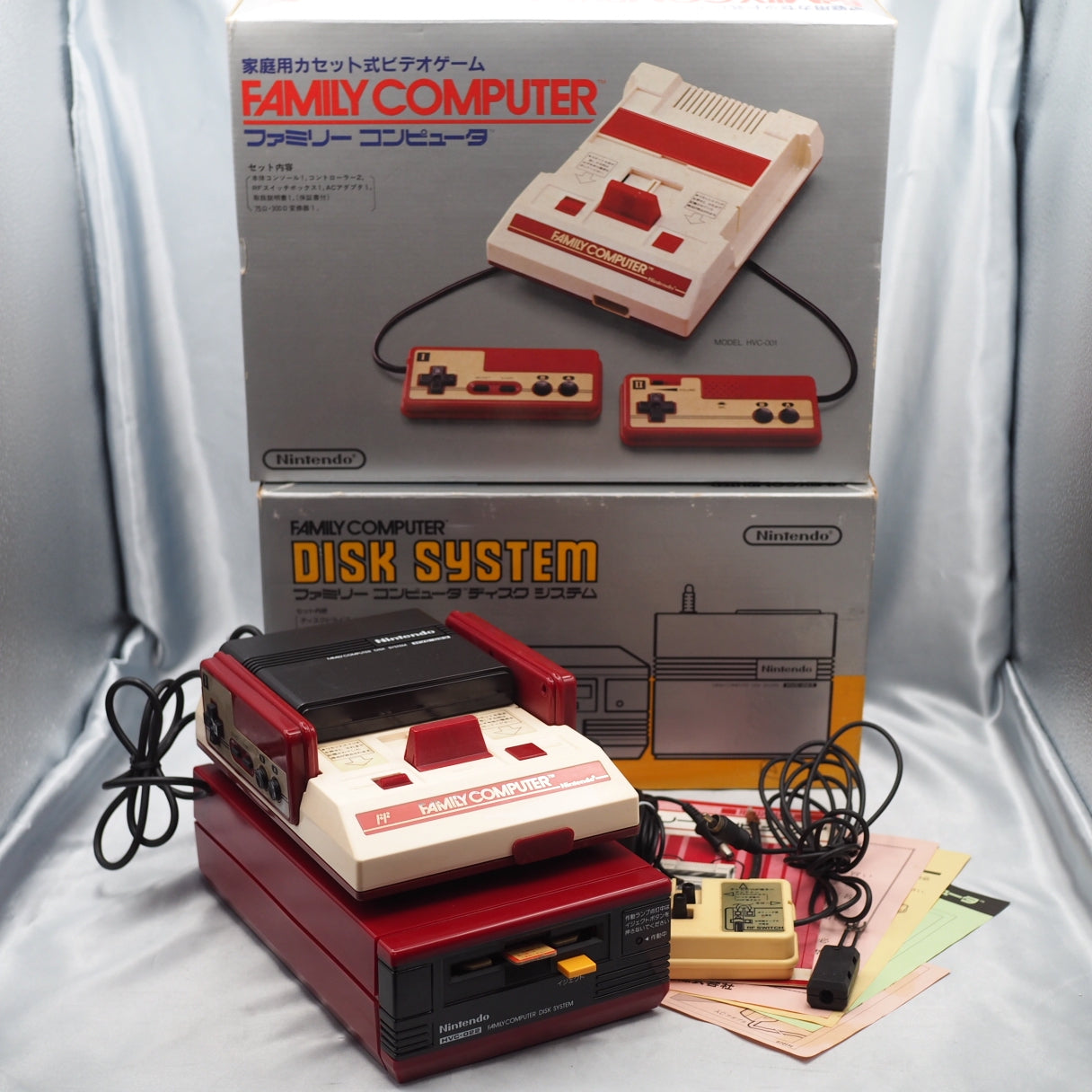 Nintendo Famicom & Disk System Console SET Boxed [New Rubber Belt Replaced]