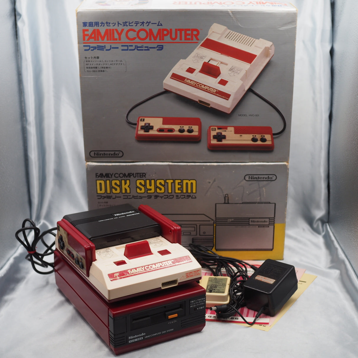 Nintendo Famicom & Disk System Console SET Boxed [New Rubber Belt Replaced]