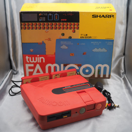 Twin Famicom Console system AN-500R [New Rubber Belt replaced] Boxed