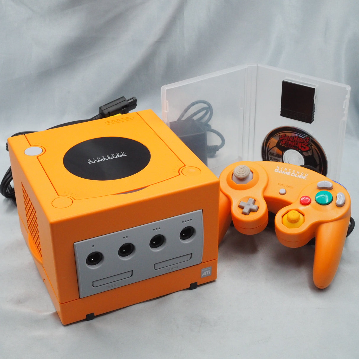 Nintendo GameCube Console System Orange DOL-101  [modified] + Super Mario Strikers SET